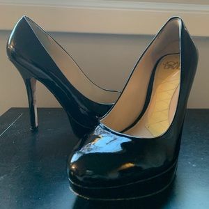 Joan & David Patent Leather Black Platform Pumps